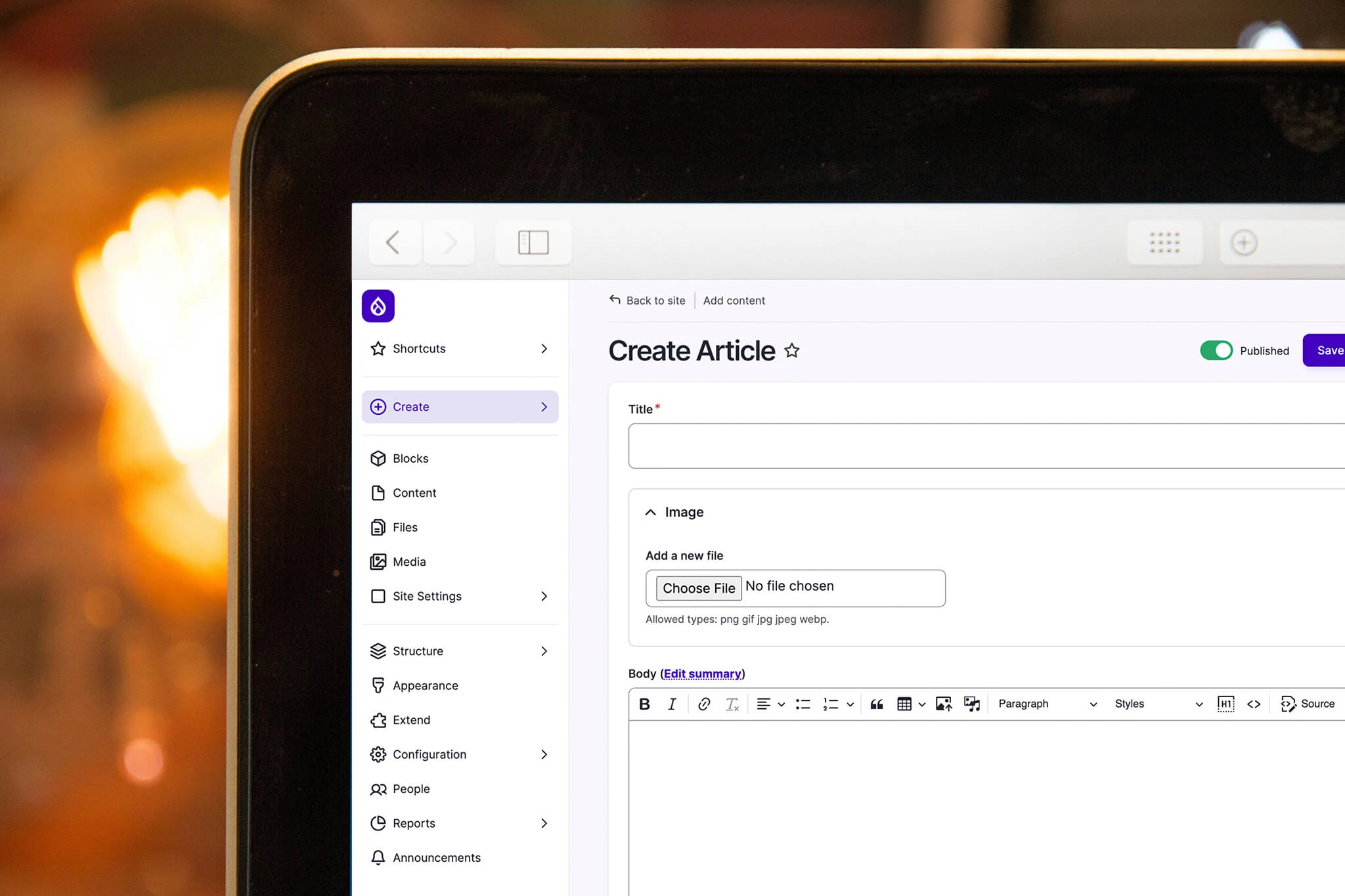 Drupal admin content editor